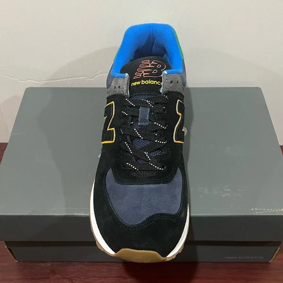 New Balance 574, ML574GF2, Black, Blue, Green, Yellow & Orange - Picture 4 of 13